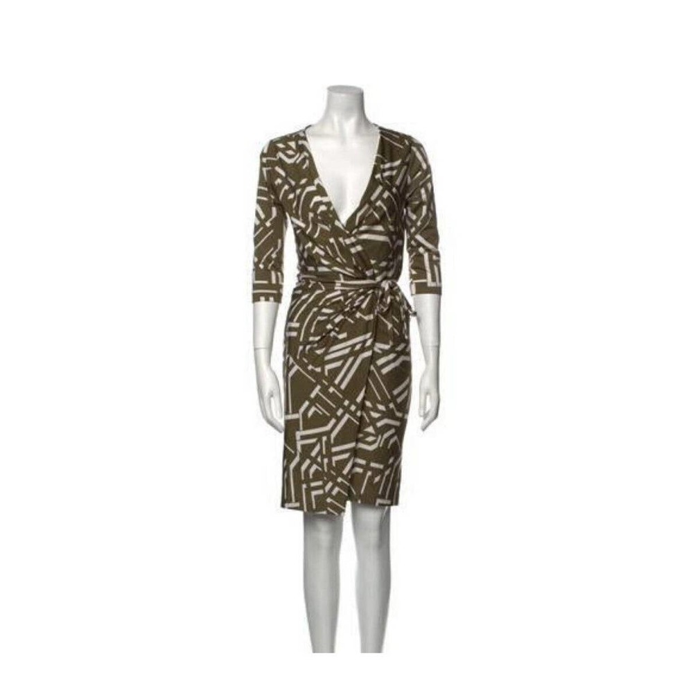 Diane Von Furstenberg Selma Green Silk Mini Dress Size 8